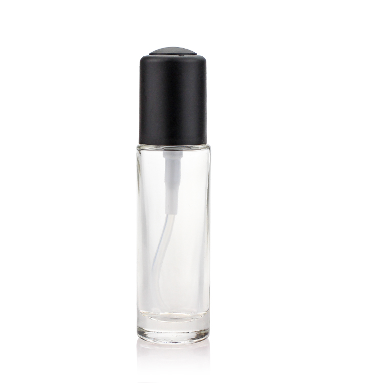Clear Matte Round Pump Bottle 30ml Glass Bottle With Cap For Liquid Foundation