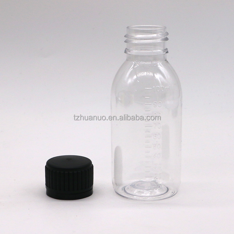 SCREW CAP PET Scaled Bottle for 100ML/60ML Syrup Base Material PET Tamper Evident Caps