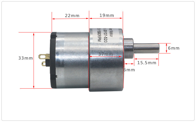 37mm 12V 7RPM Small DC Gear Motors High Torque Electric Motors