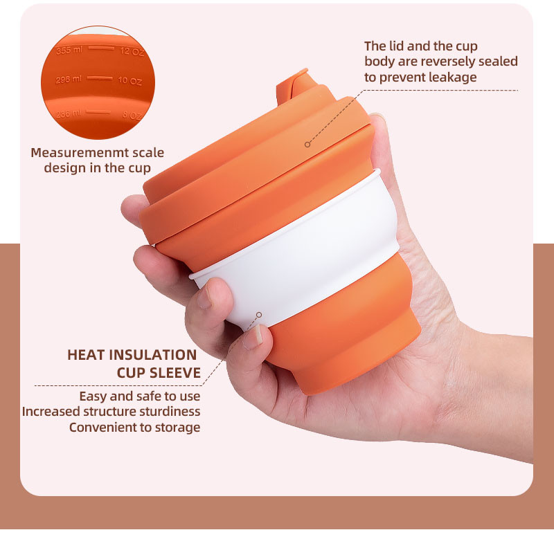 8oz 10oz 12oz Silicone Roll Up Folding Water Bottle Non Toxic