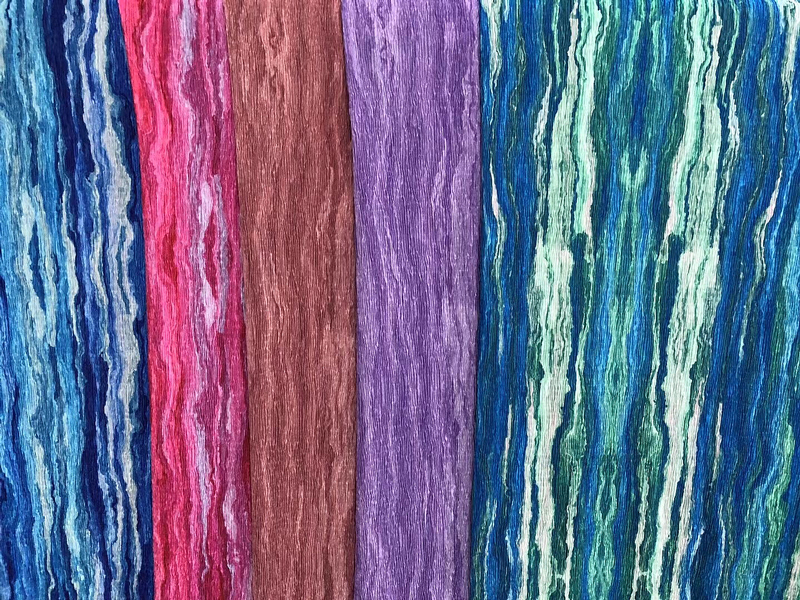 Floral Stripes Dyed Print Moss Poly Crepe Woven Fabric 60 Inch