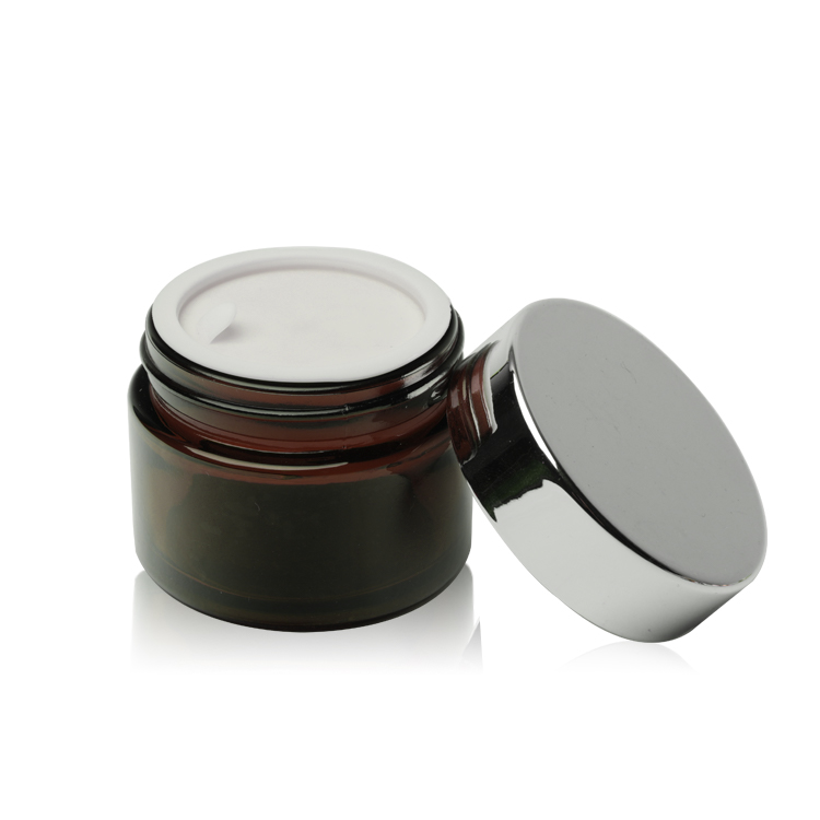 20g 30g Green Glass Cosmetic Jars Straight Round With Screw Cap