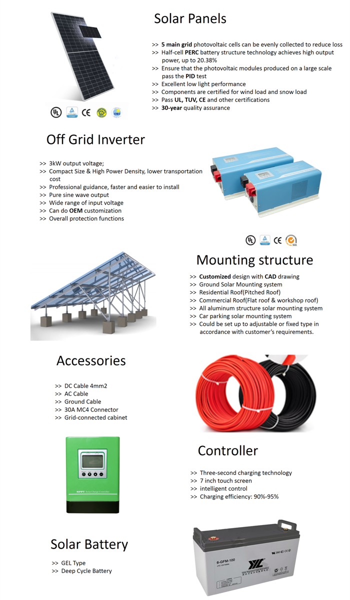 Solar Power Plant 5kw 10kw 15kw 20kw Pv System Solar Off Grid System with lithium battery