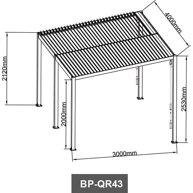 1.5mm 3.0mm Outdoor Aluminium Pergola With 64pc Louvre blade