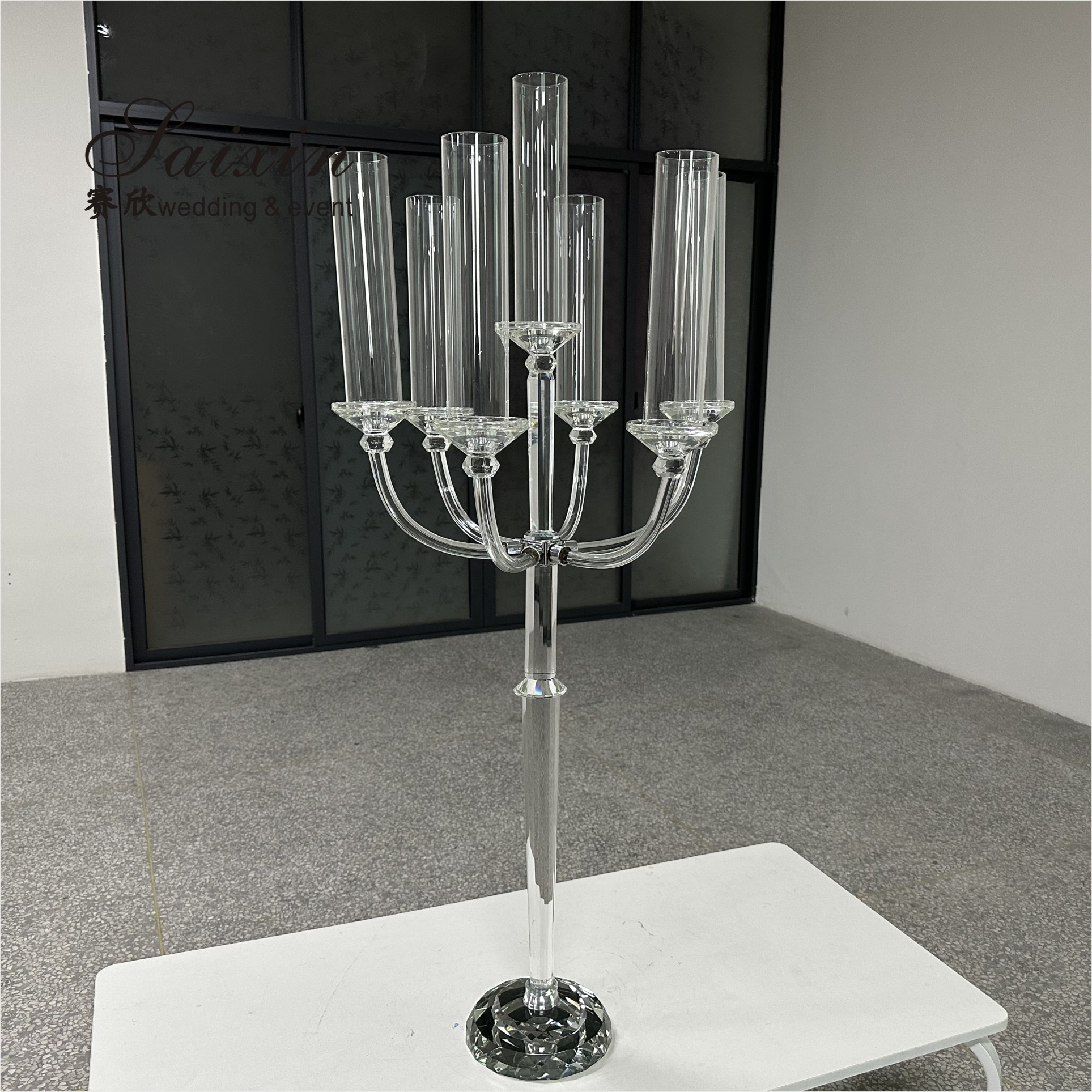ZT-271B Wedding Party Tall Black 9 Arms Candlestick Holders For Wedding Table Centerpiece