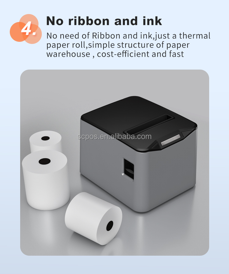 Speed 220mm/s POS 80mm Thermal Receipt Printer USB/Serial/BT Support Multilingual 1D/2D