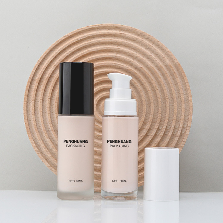 ODM 30ml Glass Empty Liquid Foundation Bottles With Pump Face Care Moisturizer