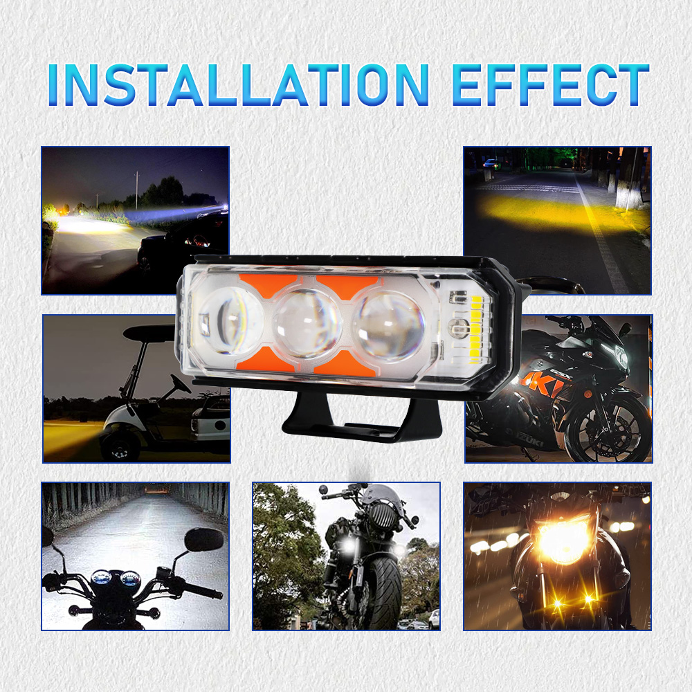 Rectangle Style Yellow Blue Red White High Brightness Motoecycle Spotlight