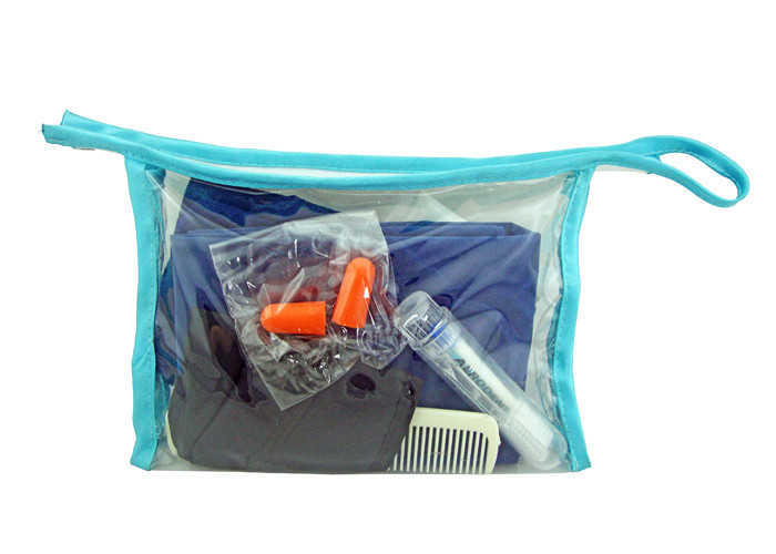 Complete Airplane Travel Amenity Kits PVC Pouch With Seven Practical Contents