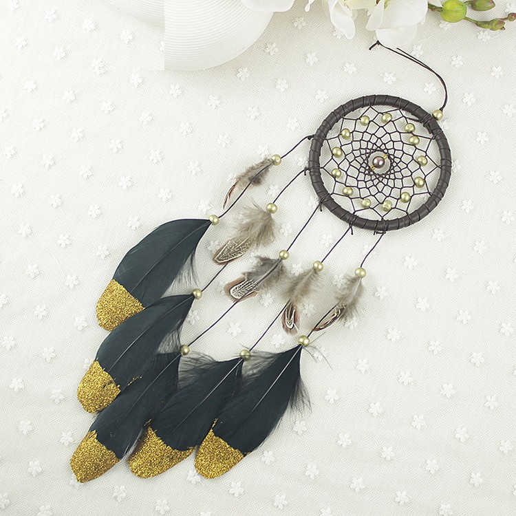 Circular Purple Handmade Dream Catcher Net With Feathers Wall Hanging Decoration Decor Craft Gift Wind Chimes for Home