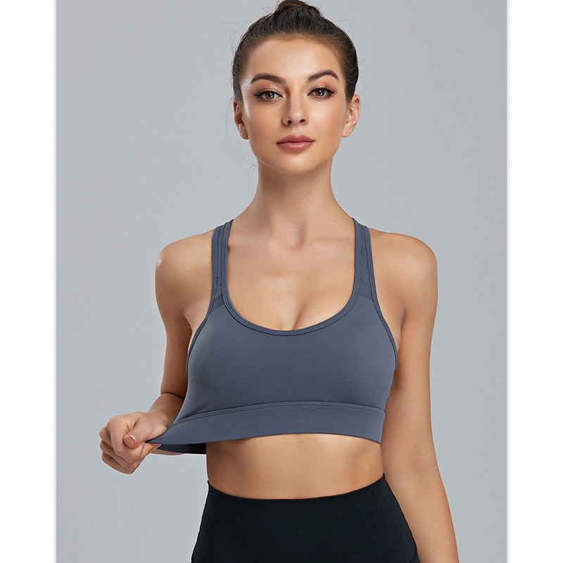 Shockproof Plus Cup Sports Bra Womens Fixed Breast Pad With Shoulder Strap