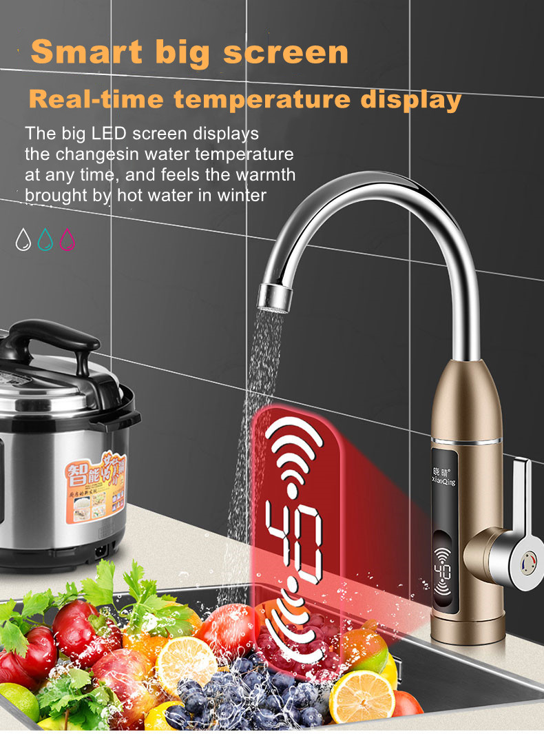 3kw IPX4 Kitchen Instant Hot Water Tap For Bathroom Sink
