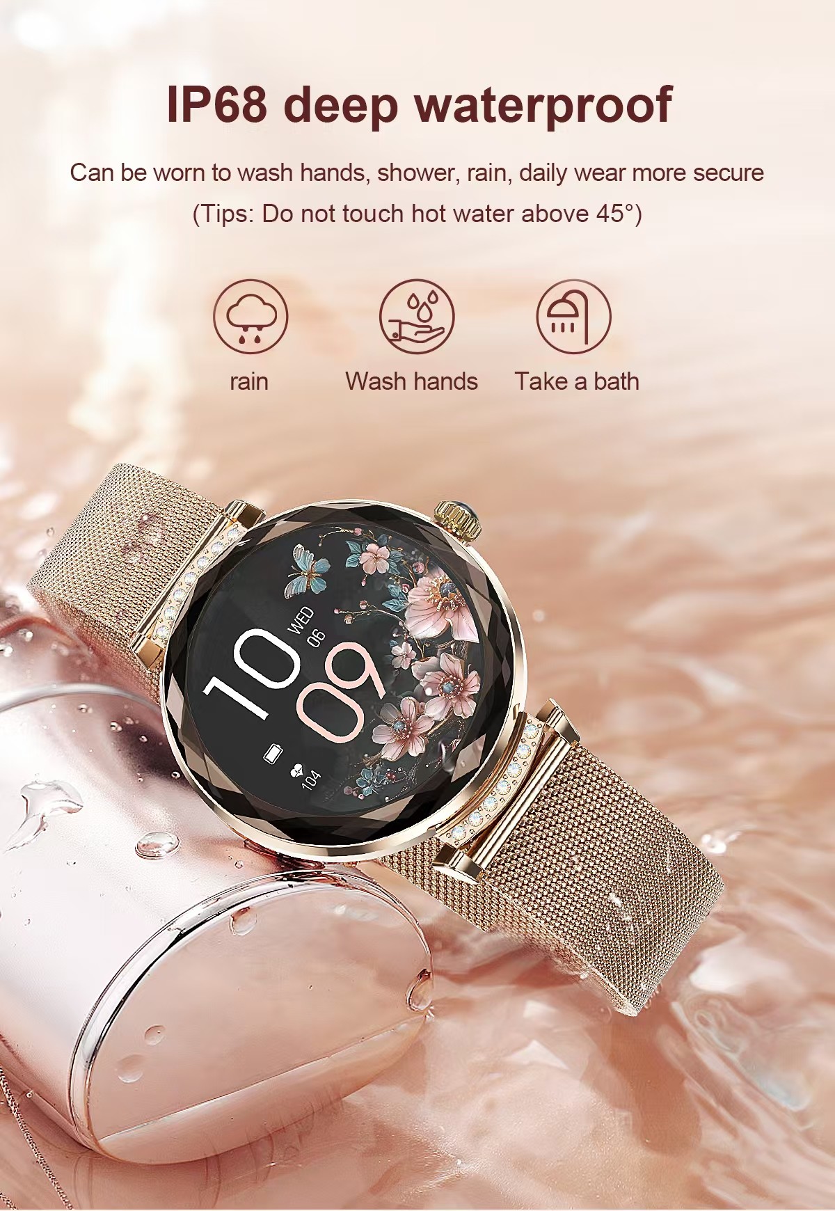 NX7 Pro Women'S Waterproof Smart Watch Water Resistant Ladies Smart Watch
