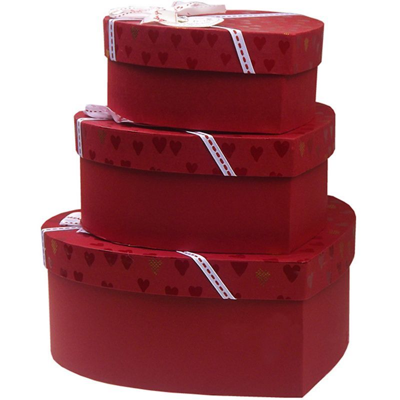 Fashion Luxury High Custom Christmas Seasonal Red Color Heart Shaped Lid and Base Paper Packaging Chocolate Box