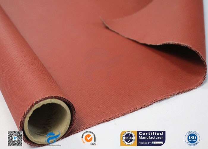260℃ Silicone Coated Fiberglass Fabric / Red Non Toxic Fire Barrier Fabric