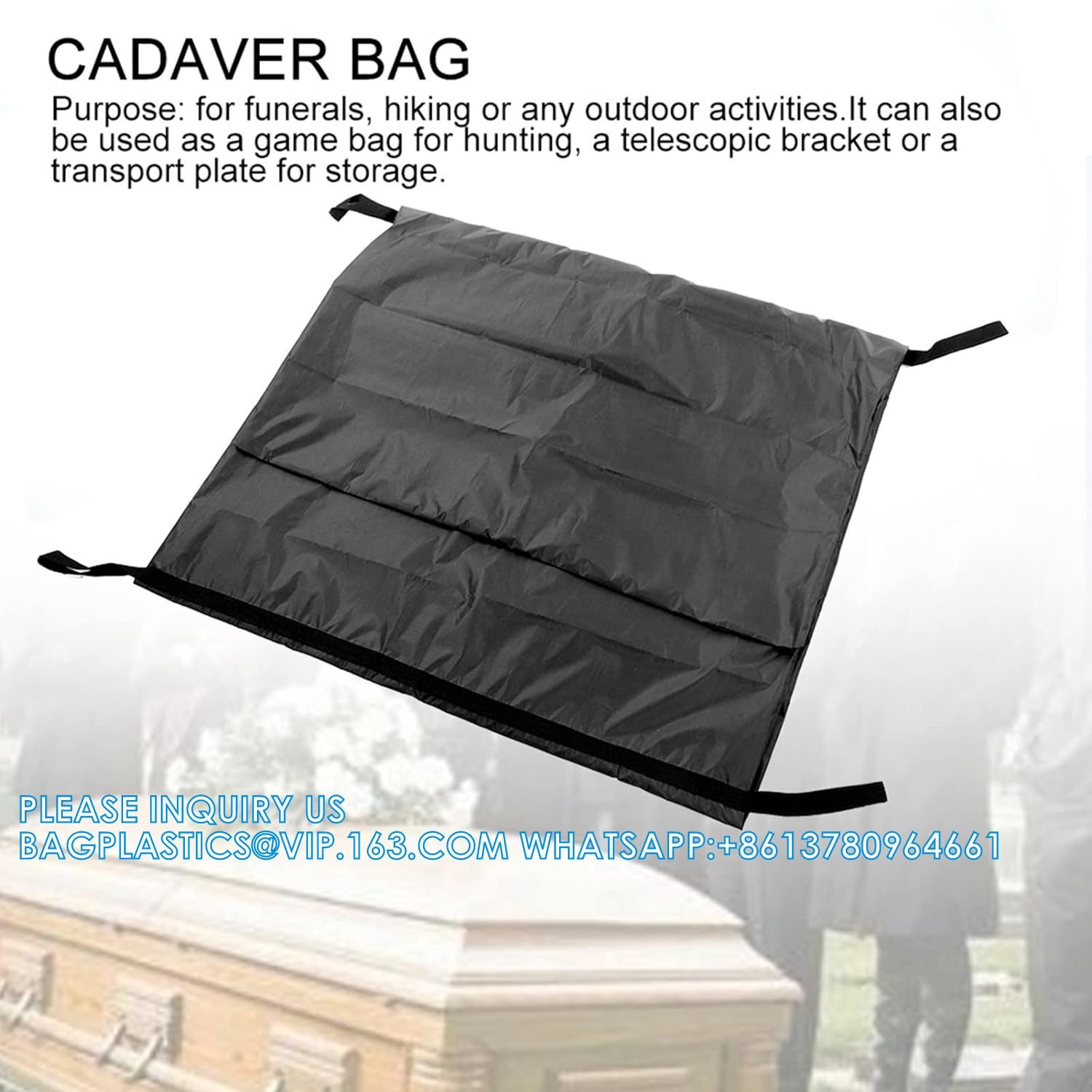 Body Bag, Leak Proof Cadaver Morgue Bodies Bag With 4 Handles, Center Zipper, Emergency Bodies Storage Bag Funeral