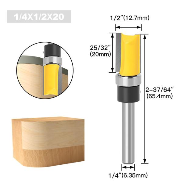 Milling Cutter 1/4 Handle Trimming Knife Shank Top Bearing Flush Trim Wood Trimmer Cutter Carpenter