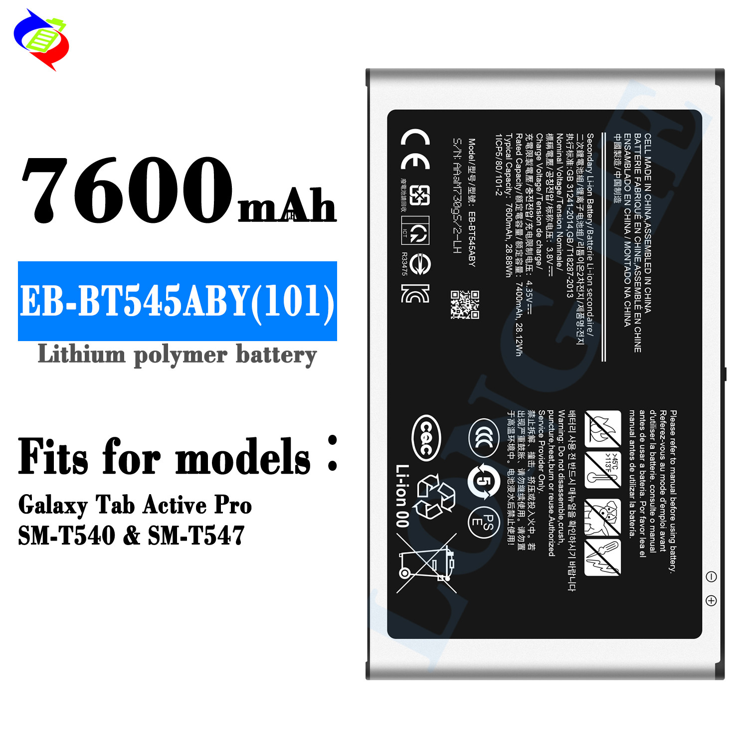 OEM Tablet Battery For Galaxy Tab Aetive Pro SM-T540 SM-T547 Replacement 7600mAh