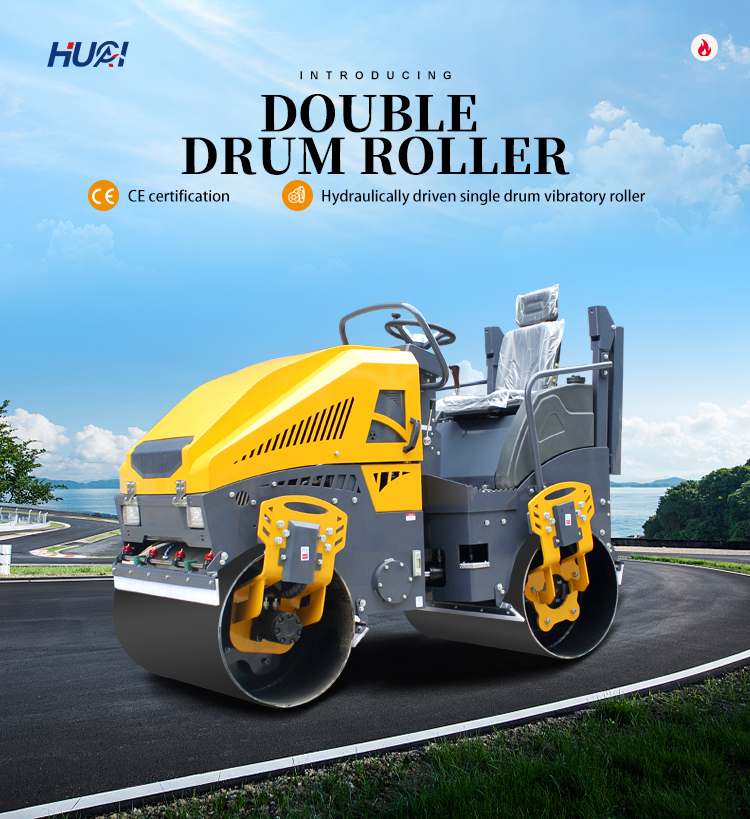 1 Ton 2T 3T Double Drum Mini Road Roller Compactor in India Excitation Frequency 70Hz
