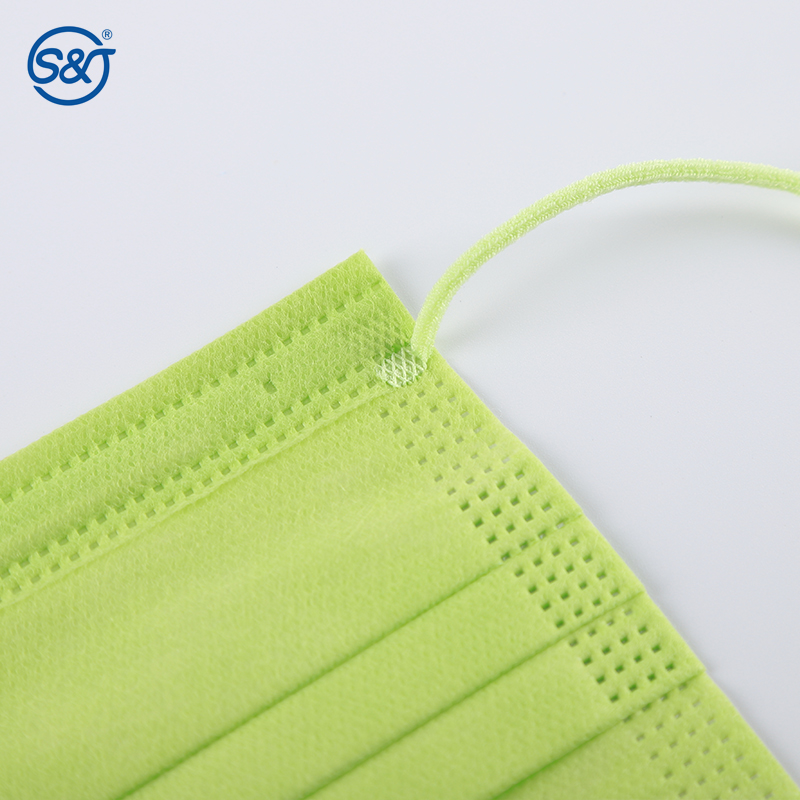 Disposable Medical / Surgical Face Mask Respirator Fresh Green Cotton Ear Loops 4-ply Fully Colore Hospital Dental Daily Use