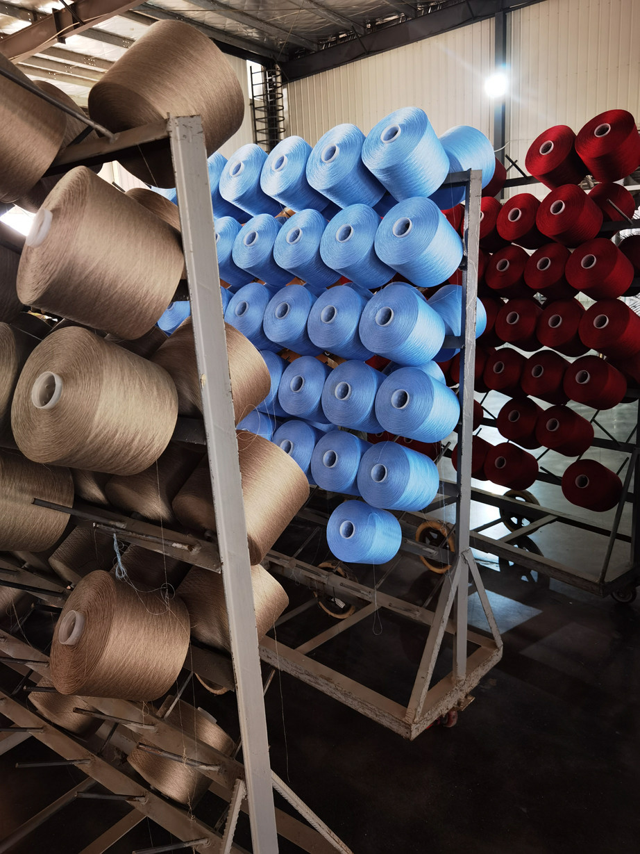 Colorful Dyed 100 Polyester Yarn Ne 50S/3 With TFO Technique