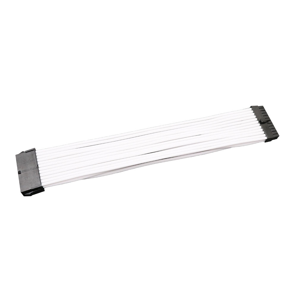 PSU Power Supply Extension Cable Sleeved 24pin ATX Female to Male White Elbow Data Cable Computer