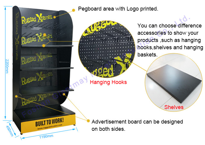Product Exhibition Hanging Shelf Metal Pegboard Display Rack