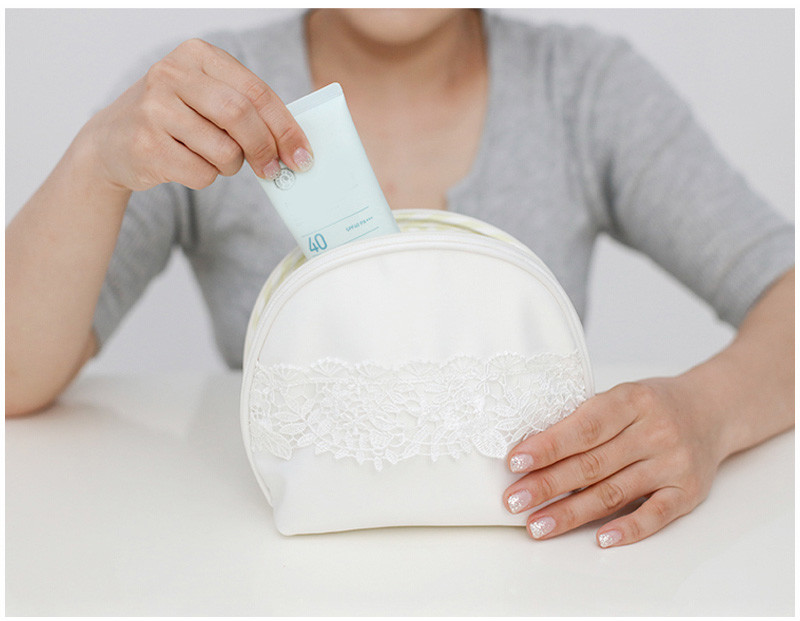 Large Capacity Cute Mini Portable Travel Pink Cosmetic Bag with Zipper