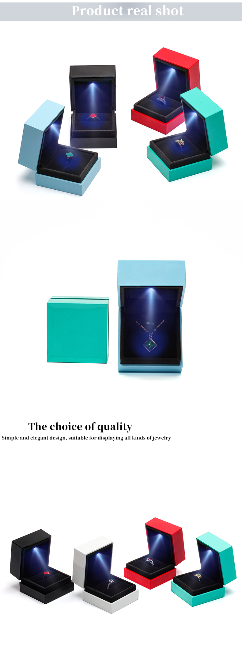 Hanhong Square Spray Paint Multicolor Jewelry Box with Light and Silk Screen Printing