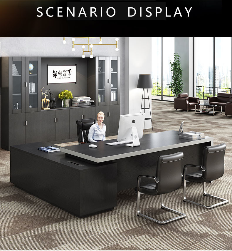 L Shape Executive Office Furniture Desk With Environmental Protection MDF Wood Material