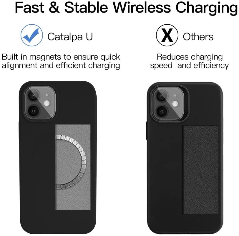 Full Protective Liquid Silicone iPhone 12 Case Built in Magnetic Ring (Supports MagSafe Wireless Charging) (Blue))