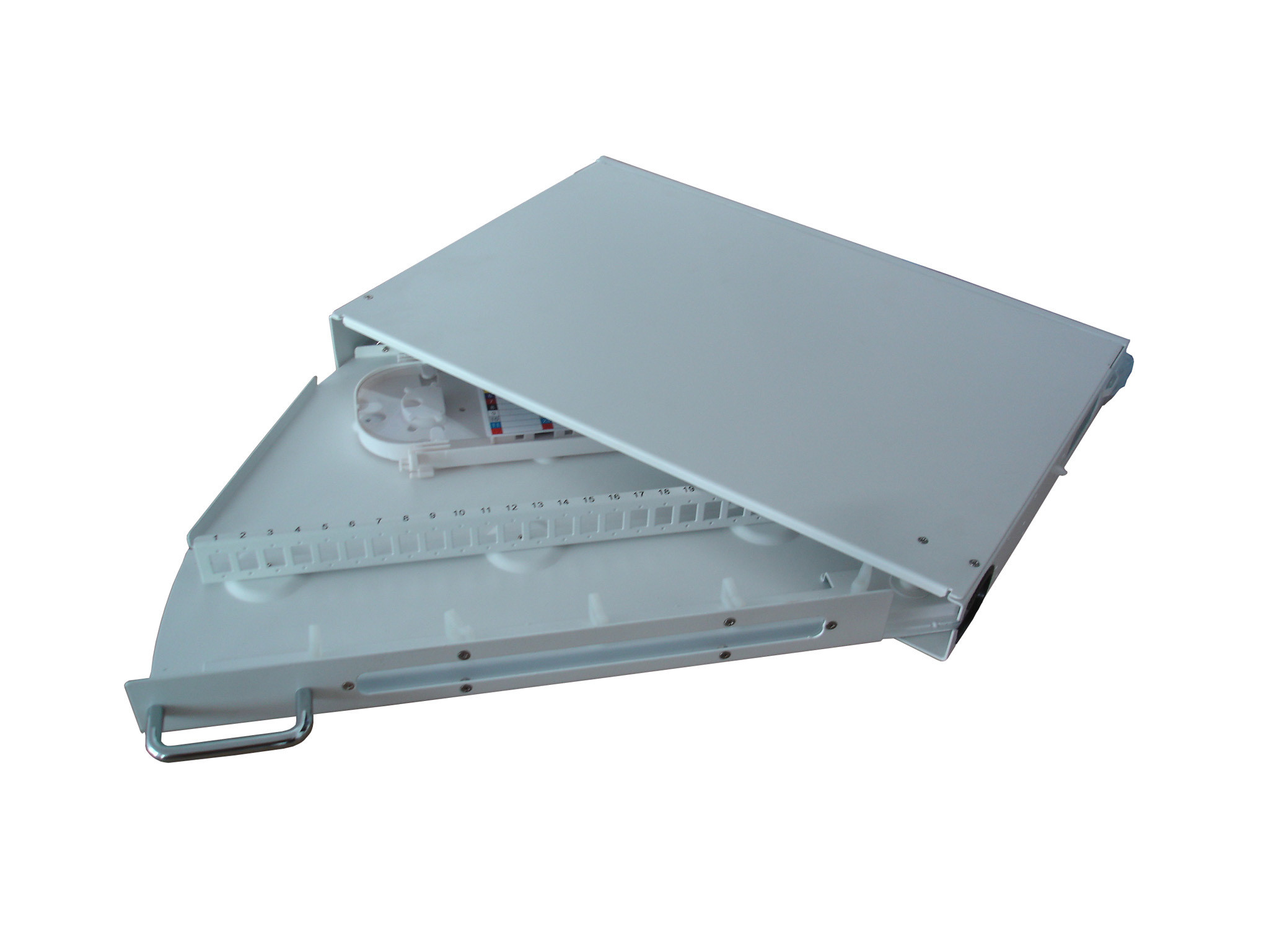 Ftth Catv Rack Mounted Patch Panel With Swing Out Splice Tray