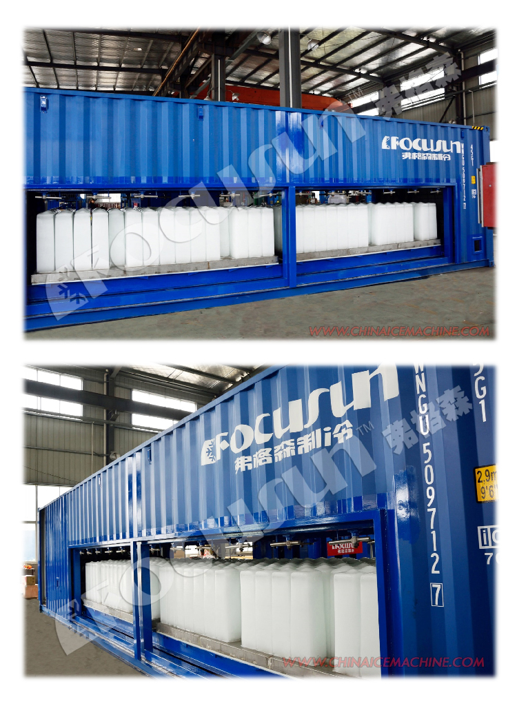 10 tons per day Containerized direct cooling Block ice makers with Bitzer compressor