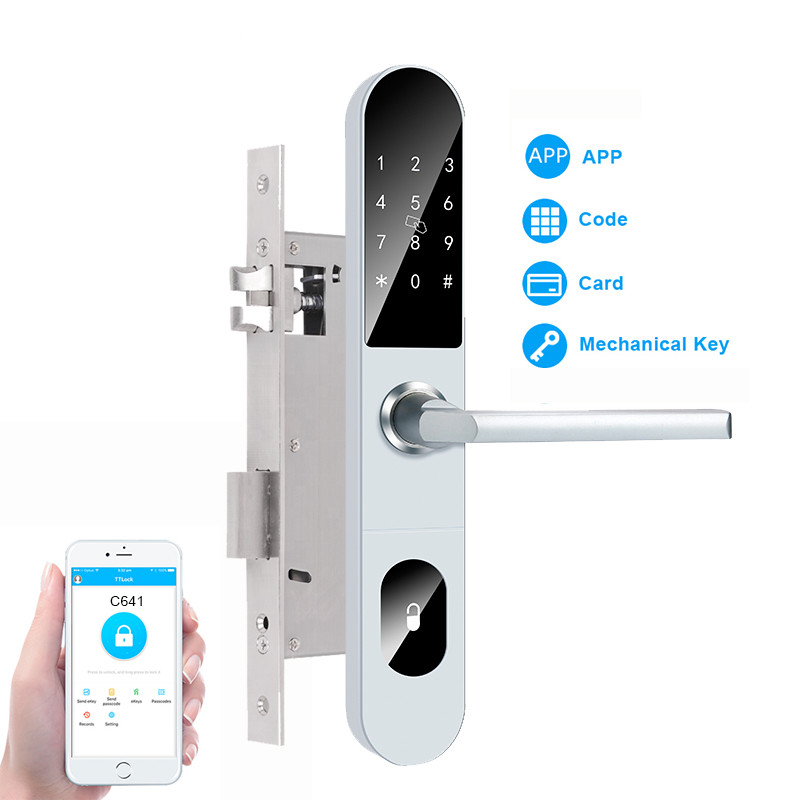Slim Type Aluminum Alloy TTlock Electronic Smart Door Locks for Apartment Home Office
