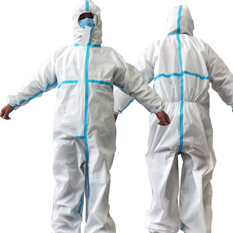 Blue Medical Protective Clothing / Plastic Isolation Gowns Disposable Cpe Suit