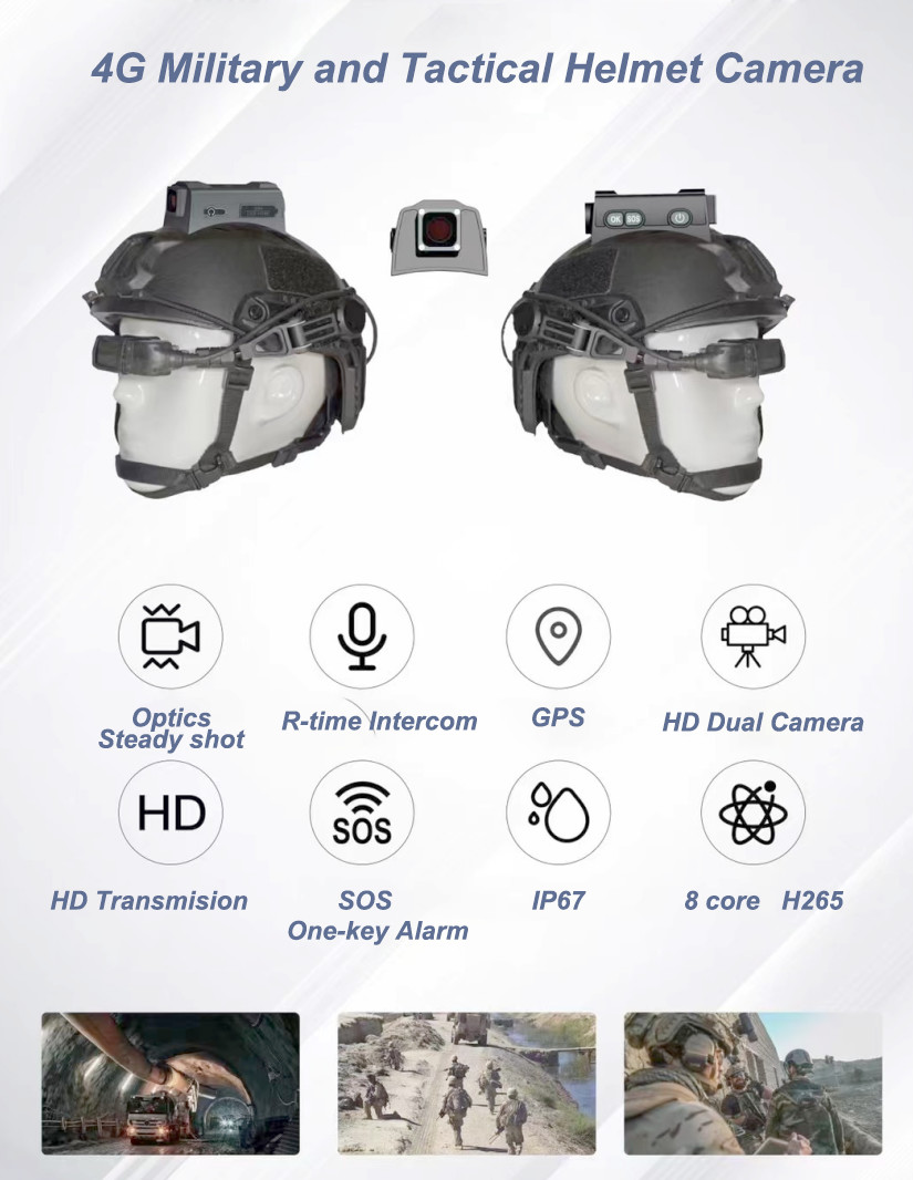 4G GPS Wifi Military Tactical Helmet Camera Live Streaming Troops BT4.0 5200mAh