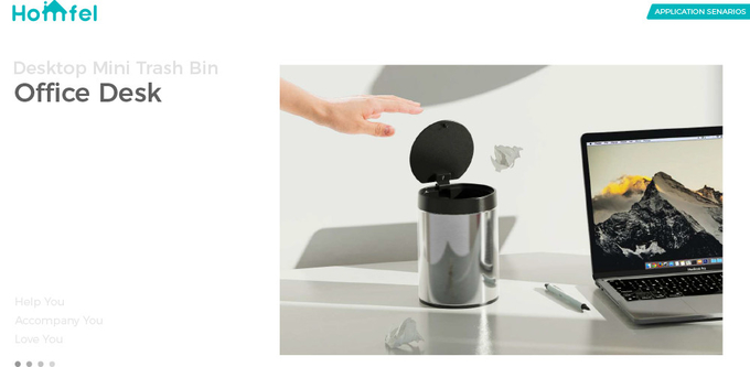 Support Room Space Selection 1.5L OEM Stainless Steel Desktop Mini Trash Bin with Press Open