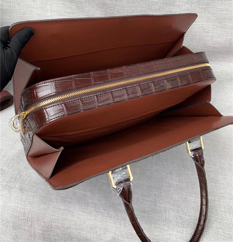Genuine Crocodile Skin Businessmen Laptop Briefcase Exotic Alligator Leather Male Working Handbag Large Shoulder Bag