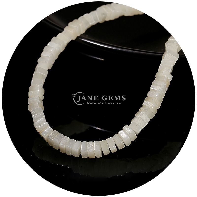 Wholesale Natural Jade Loose Beads Real White Opal Loose Beads Square Slice Shape Loose Beads Spacers For DIY Jewelry