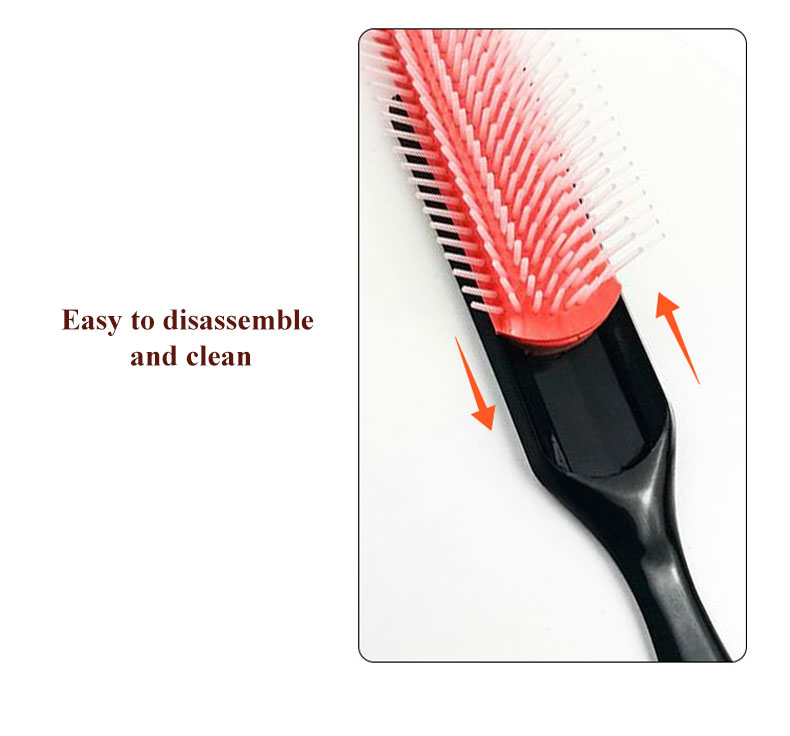 Nine Rows Removable Plastic Hair Comb Hair Massage Brush Customized Logo
