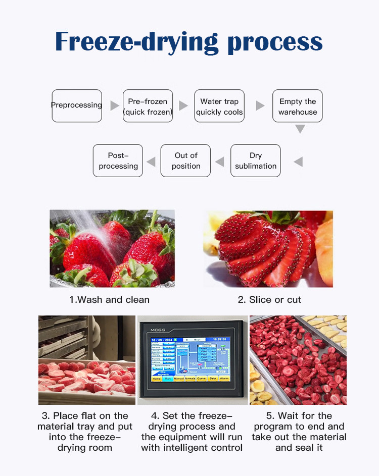 Industrial 60-70kg 18 Trays 5m2 Food Freeze Dryer Machine for Fruit Vegetable Coffee Milk Egg