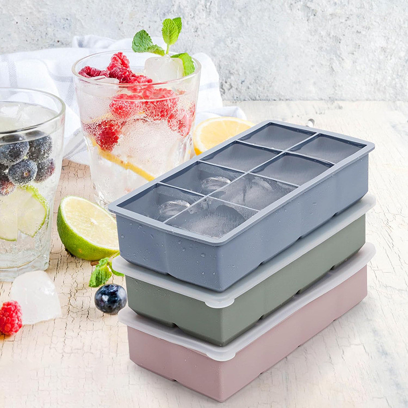Easy To Clean Pink Silicone Ice Cube Trays Leak Proof Lid BPA Free Large Size Ideal for Cocktails Whiskey Baby Food