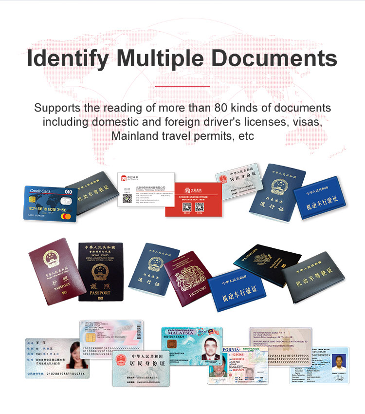 166*190*143mm Dimension Sinosecu ID Card Scanner Passport Card Reader for Standards