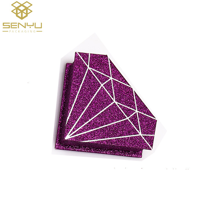 Cardboard Makeup Cosmetic Packaging Boxes Purple Glitter for False Eyelashes