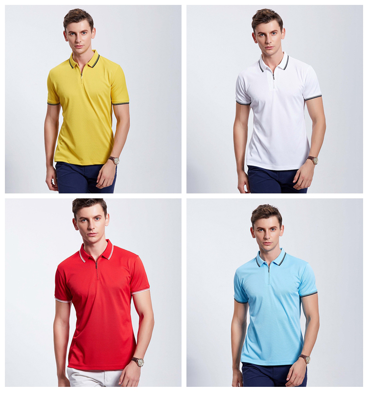 Popular 100 Polyester Custom Work Polo Shirts Easy Cleaning With Knitted Collar