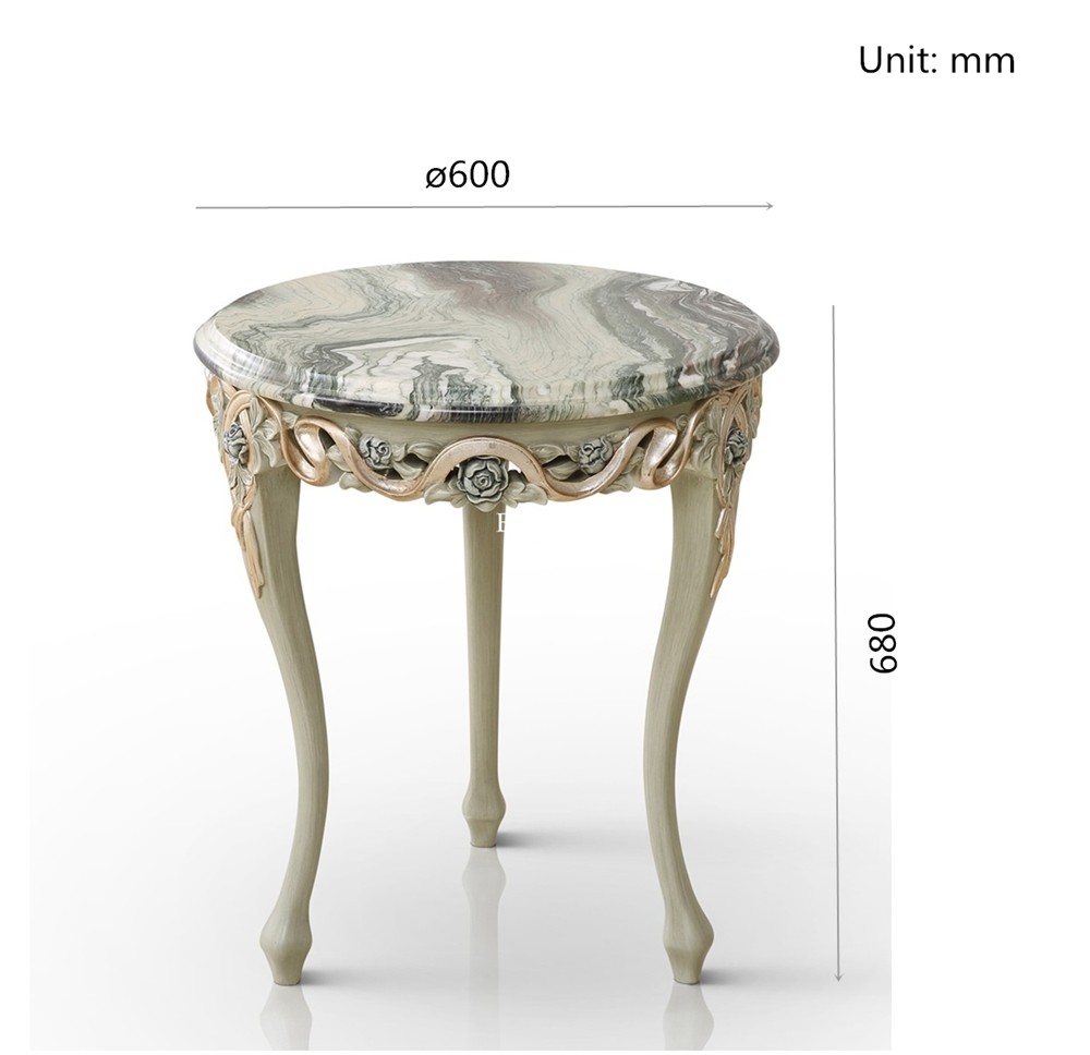 Home Furniture Antique Marble Top Teapoy Corner End Tables