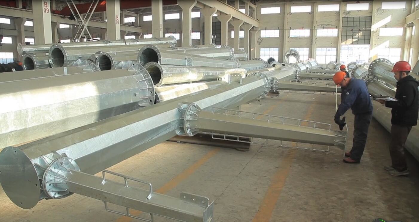 Hot Dip Galvanized Power Transmission Poles Durable For Transmission Line
