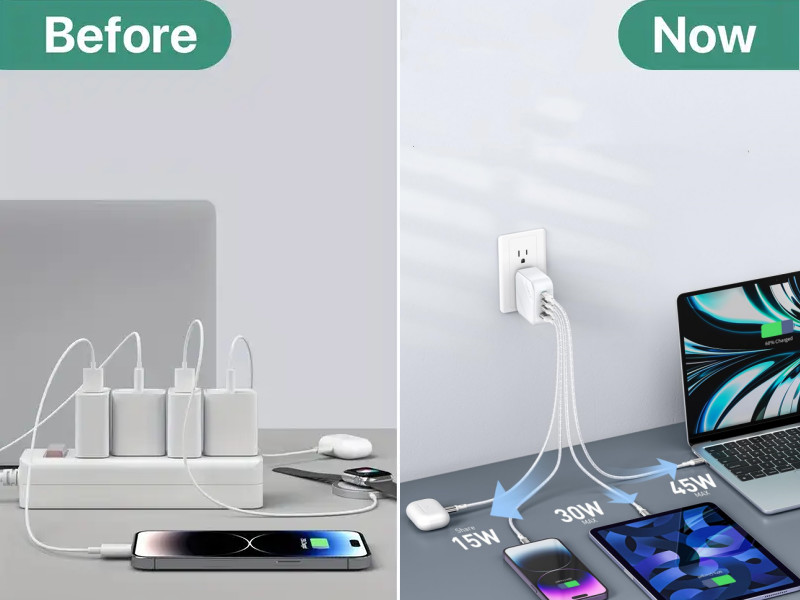 100W USB C Charger 4 Port GaN Foldable Phone Fast Wall Charger Block Power Adapter
