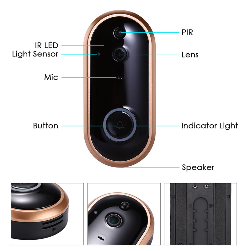 2K Battery Powered Smart Home Wireless Doorbell Chime wireless front door security camera