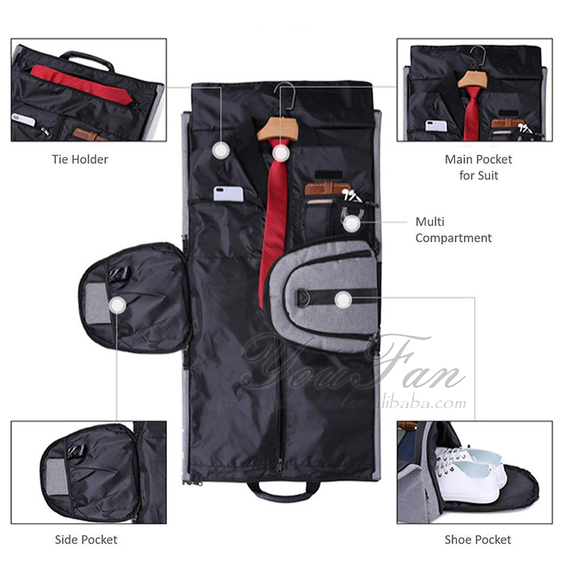 Custom Carry On Duffel Bag , Convertible Suit Garment Travel Bag